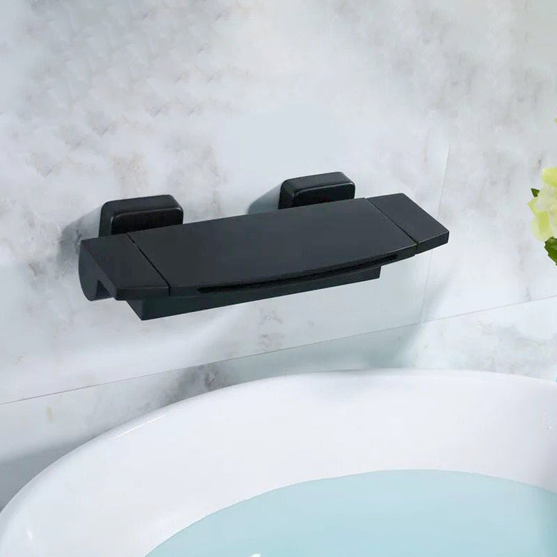 Modern Bathroom Tub Spout Wall Mounted Fixed Waterfall Faucet Black Hand Shower Not Included Clearhalo 'Bathroom Remodel & Bathroom Fixtures' 'Bathtub Faucets' 'bathtub_faucets' 'Home Improvement' 'home_improvement' 'home_improvement_bathtub_faucets' 6577677