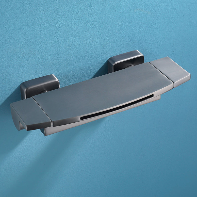 Modern Bathroom Tub Spout Wall Mounted Fixed Waterfall Faucet Grey Hand Shower Not Included Clearhalo 'Bathroom Remodel & Bathroom Fixtures' 'Bathtub Faucets' 'bathtub_faucets' 'Home Improvement' 'home_improvement' 'home_improvement_bathtub_faucets' 6577679