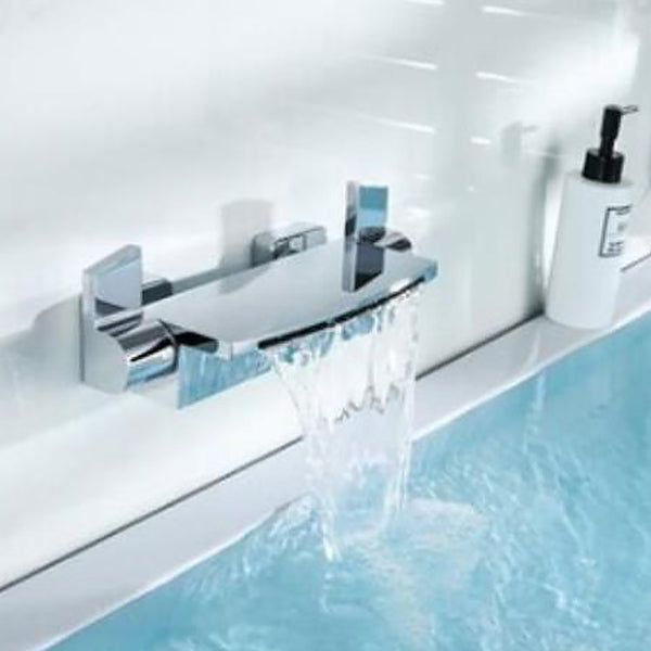 Modern Bathroom Tub Spout Wall Mounted Fixed Waterfall Faucet Silver Hand Shower Not Included Clearhalo 'Bathroom Remodel & Bathroom Fixtures' 'Bathtub Faucets' 'bathtub_faucets' 'Home Improvement' 'home_improvement' 'home_improvement_bathtub_faucets' 6577681