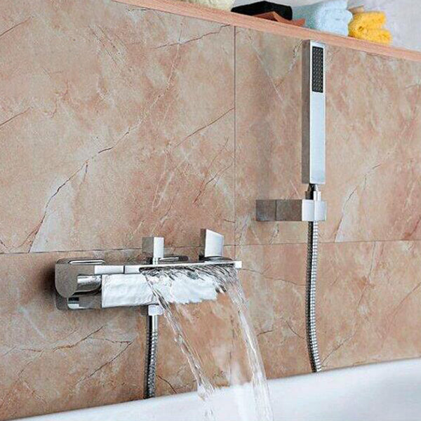 Modern Bathroom Tub Spout Wall Mounted Fixed Waterfall Faucet Clearhalo 'Bathroom Remodel & Bathroom Fixtures' 'Bathtub Faucets' 'bathtub_faucets' 'Home Improvement' 'home_improvement' 'home_improvement_bathtub_faucets' 6577690