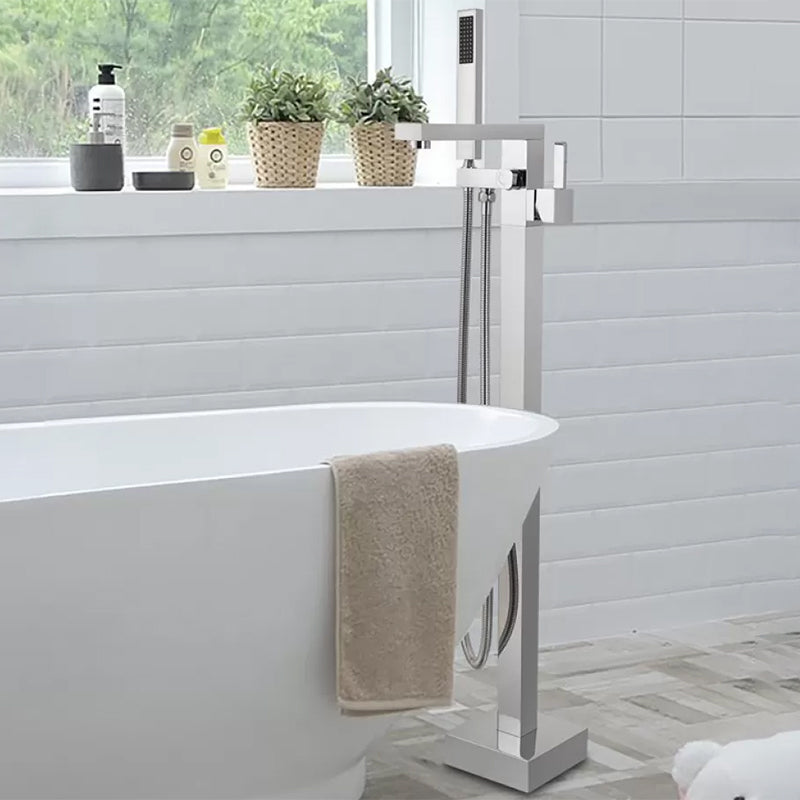 Floor Mounted Metal Freestanding Tub Filler Waterfall Freestanding Faucet with Hose Chrome Waterfall Faucet Not Included Ground Clearhalo 'Bathroom Remodel & Bathroom Fixtures' 'Bathtub Faucets' 'bathtub_faucets' 'Home Improvement' 'home_improvement' 'home_improvement_bathtub_faucets' 6577702