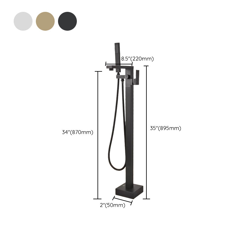 Floor Mounted Metal Freestanding Tub Filler Waterfall Freestanding Faucet with Hose Clearhalo 'Bathroom Remodel & Bathroom Fixtures' 'Bathtub Faucets' 'bathtub_faucets' 'Home Improvement' 'home_improvement' 'home_improvement_bathtub_faucets' 6577715