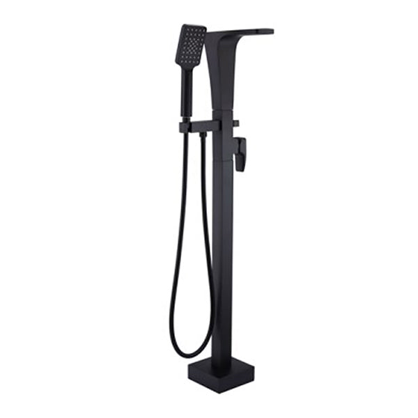 Floor Mounted Copper Bathtub Faucet Single Handle Freestanding Tub Filler Trim Black Flat Clearhalo 'Bathroom Remodel & Bathroom Fixtures' 'Bathtub Faucets' 'bathtub_faucets' 'Home Improvement' 'home_improvement' 'home_improvement_bathtub_faucets' 6577721