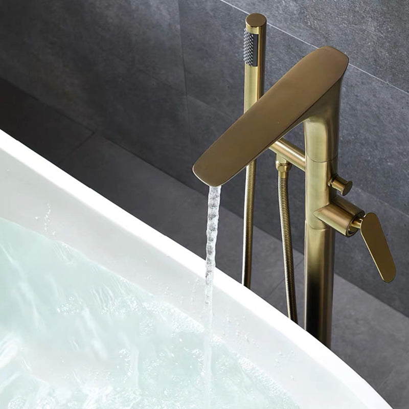 Floor Mounted Copper Bathtub Faucet Single Handle Freestanding Tub Filler Trim Clearhalo 'Bathroom Remodel & Bathroom Fixtures' 'Bathtub Faucets' 'bathtub_faucets' 'Home Improvement' 'home_improvement' 'home_improvement_bathtub_faucets' 6577734
