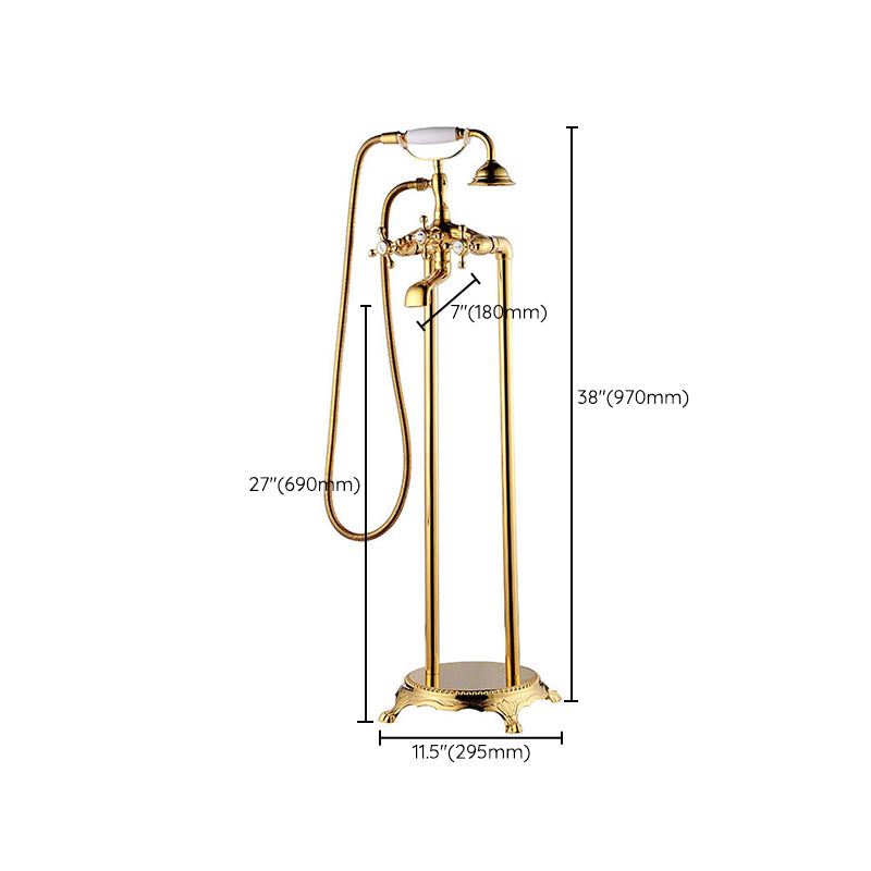 Traditional Floor Mounted Copper Freestanding Tub Filler Spray Gun Tub Filler Trim Clearhalo 'Bathroom Remodel & Bathroom Fixtures' 'Bathtub Faucets' 'bathtub_faucets' 'Home Improvement' 'home_improvement' 'home_improvement_bathtub_faucets' 6577915
