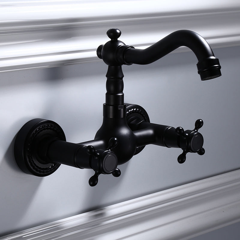 Traditional Wall Mounted Metal Tub Filler Low Arc Waterfall Bathroom Faucet Clearhalo 'Bathroom Remodel & Bathroom Fixtures' 'Bathtub Faucets' 'bathtub_faucets' 'Home Improvement' 'home_improvement' 'home_improvement_bathtub_faucets' 6577916