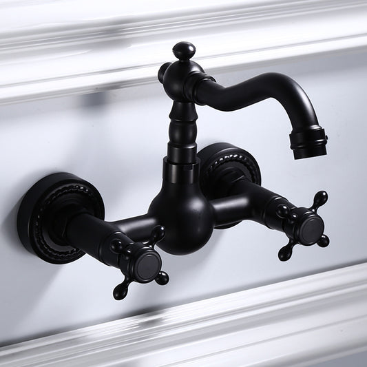 Traditional Wall Mounted Metal Tub Filler Low Arc Waterfall Bathroom Faucet Clearhalo 'Bathroom Remodel & Bathroom Fixtures' 'Bathtub Faucets' 'bathtub_faucets' 'Home Improvement' 'home_improvement' 'home_improvement_bathtub_faucets' 6577920