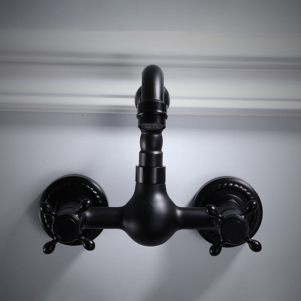Traditional Wall Mounted Metal Tub Filler Low Arc Waterfall Bathroom Faucet Clearhalo 'Bathroom Remodel & Bathroom Fixtures' 'Bathtub Faucets' 'bathtub_faucets' 'Home Improvement' 'home_improvement' 'home_improvement_bathtub_faucets' 6577928