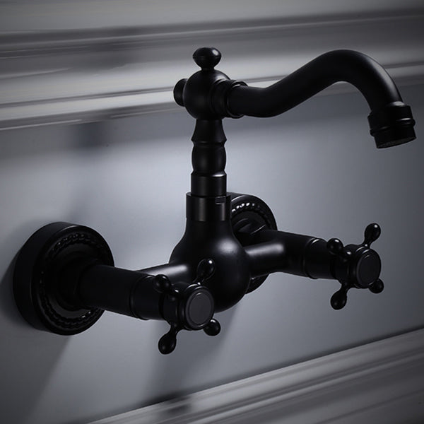 Traditional Wall Mounted Metal Tub Filler Low Arc Waterfall Bathroom Faucet Clearhalo 'Bathroom Remodel & Bathroom Fixtures' 'Bathtub Faucets' 'bathtub_faucets' 'Home Improvement' 'home_improvement' 'home_improvement_bathtub_faucets' 6577930
