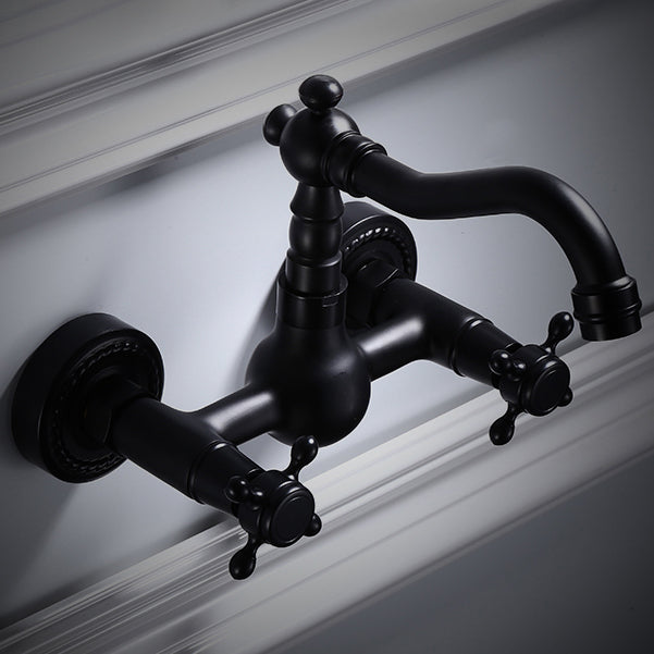 Traditional Wall Mounted Metal Tub Filler Low Arc Waterfall Bathroom Faucet Clearhalo 'Bathroom Remodel & Bathroom Fixtures' 'Bathtub Faucets' 'bathtub_faucets' 'Home Improvement' 'home_improvement' 'home_improvement_bathtub_faucets' 6577931