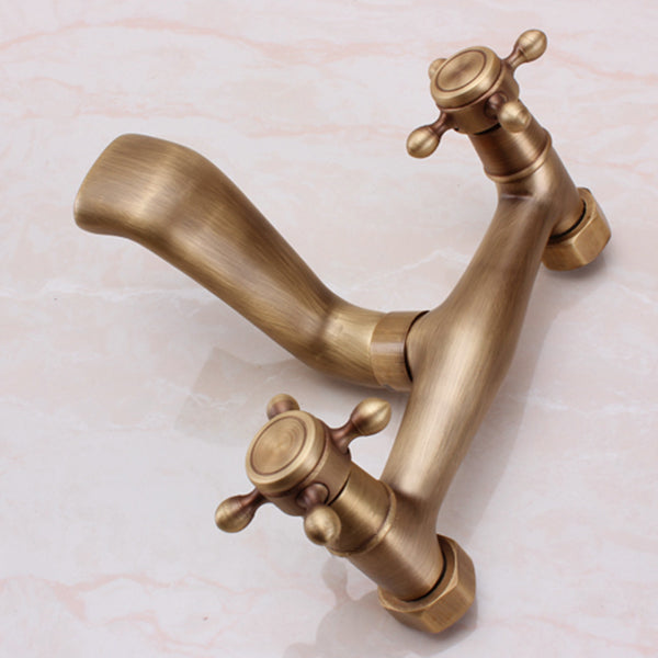 Traditional Wall Mounted Metal Tub Filler Double Handles Waterfall Tub Faucet Trim Clearhalo 'Bathroom Remodel & Bathroom Fixtures' 'Bathtub Faucets' 'bathtub_faucets' 'Home Improvement' 'home_improvement' 'home_improvement_bathtub_faucets' 6577944