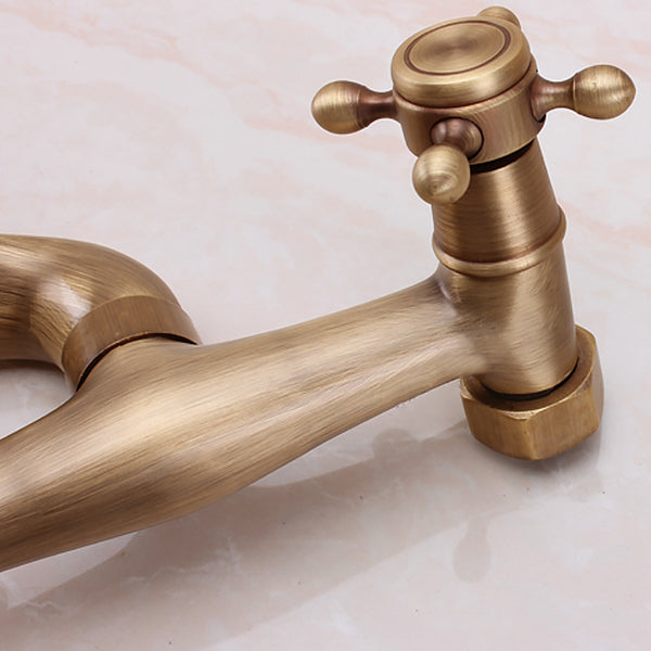 Traditional Wall Mounted Metal Tub Filler Double Handles Waterfall Tub Faucet Trim Clearhalo 'Bathroom Remodel & Bathroom Fixtures' 'Bathtub Faucets' 'bathtub_faucets' 'Home Improvement' 'home_improvement' 'home_improvement_bathtub_faucets' 6577945