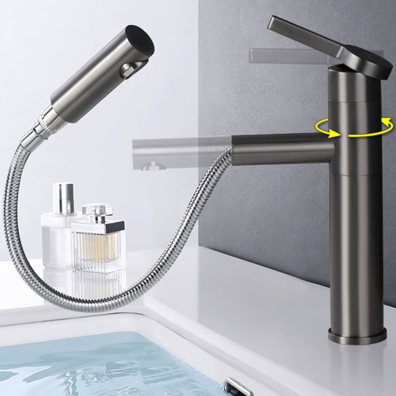 Pull-out Vessel Faucet Modern Style Faucet with One Lever Handle Clearhalo 'Bathroom Remodel & Bathroom Fixtures' 'Bathroom Sink Faucets' 'Bathroom Sinks & Faucet Components' 'bathroom_sink_faucets' 'Home Improvement' 'home_improvement' 'home_improvement_bathroom_sink_faucets' 6577970