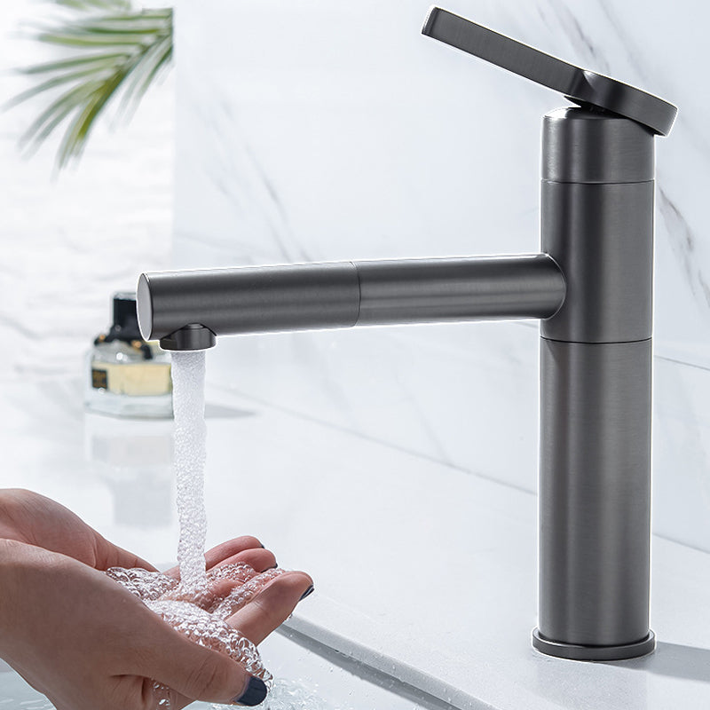 Pull-out Vessel Faucet Modern Style Faucet with One Lever Handle Clearhalo 'Bathroom Remodel & Bathroom Fixtures' 'Bathroom Sink Faucets' 'Bathroom Sinks & Faucet Components' 'bathroom_sink_faucets' 'Home Improvement' 'home_improvement' 'home_improvement_bathroom_sink_faucets' 6577982