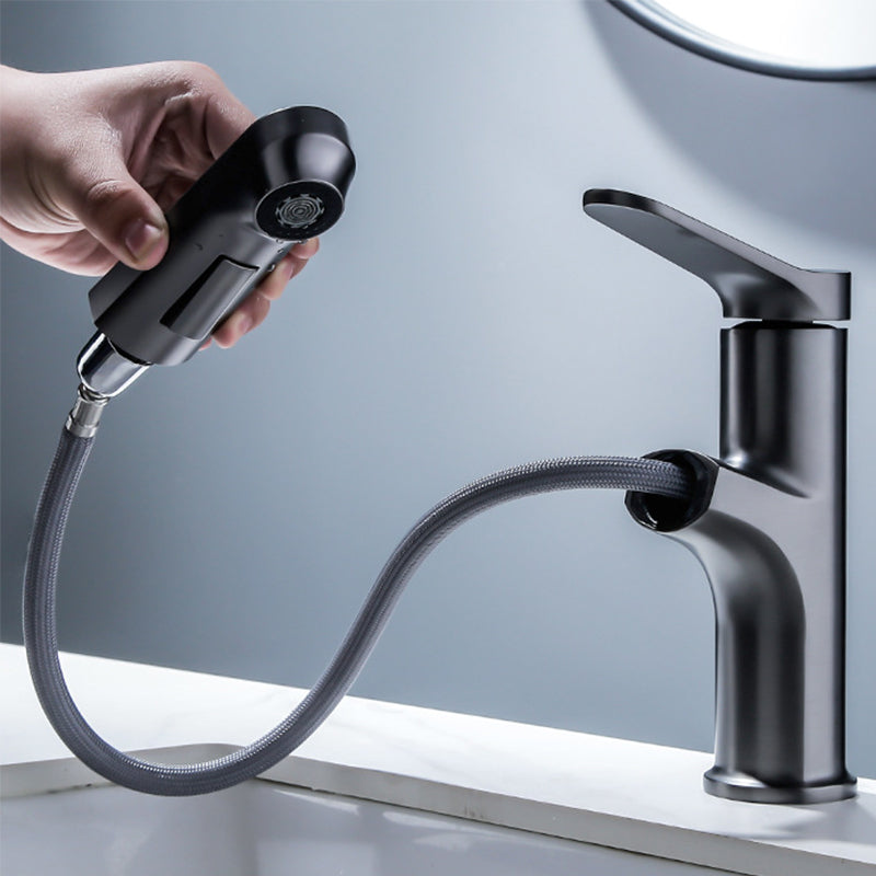 Vessel Sink Faucet Modern Pull-out Bathroom Faucet with One Lever Handle Clearhalo 'Bathroom Remodel & Bathroom Fixtures' 'Bathroom Sink Faucets' 'Bathroom Sinks & Faucet Components' 'bathroom_sink_faucets' 'Home Improvement' 'home_improvement' 'home_improvement_bathroom_sink_faucets' 6578025