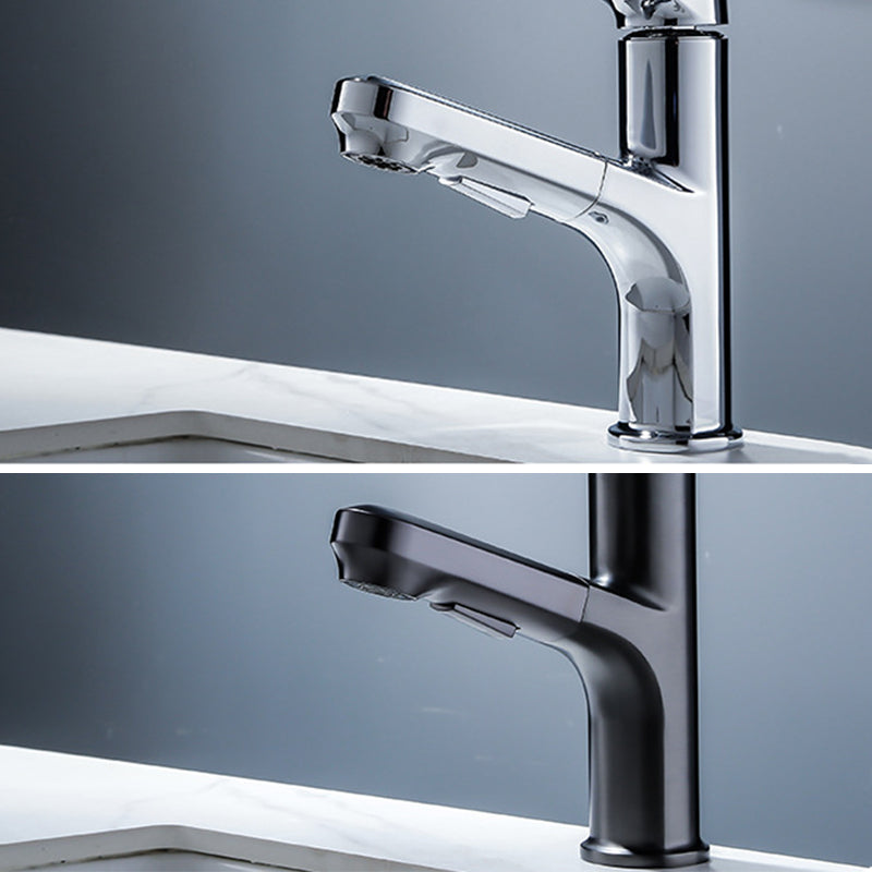 Vessel Sink Faucet Modern Pull-out Bathroom Faucet with One Lever Handle Clearhalo 'Bathroom Remodel & Bathroom Fixtures' 'Bathroom Sink Faucets' 'Bathroom Sinks & Faucet Components' 'bathroom_sink_faucets' 'Home Improvement' 'home_improvement' 'home_improvement_bathroom_sink_faucets' 6578036