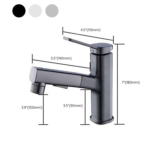 Vessel Sink Faucet Modern Pull-out Bathroom Faucet with One Lever Handle Clearhalo 'Bathroom Remodel & Bathroom Fixtures' 'Bathroom Sink Faucets' 'Bathroom Sinks & Faucet Components' 'bathroom_sink_faucets' 'Home Improvement' 'home_improvement' 'home_improvement_bathroom_sink_faucets' 6578039