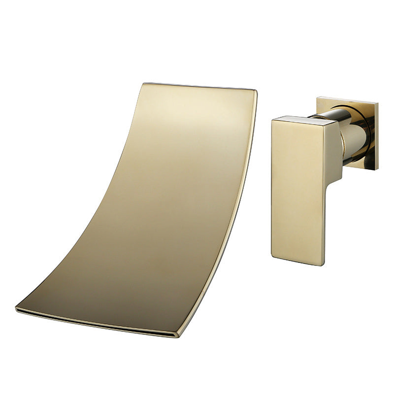 Wall Mounted Faucet Glam Style Bathroom Faucet with One Lever Handle Gold Clearhalo 'Bathroom Remodel & Bathroom Fixtures' 'Bathroom Sink Faucets' 'Bathroom Sinks & Faucet Components' 'bathroom_sink_faucets' 'Home Improvement' 'home_improvement' 'home_improvement_bathroom_sink_faucets' 6578042