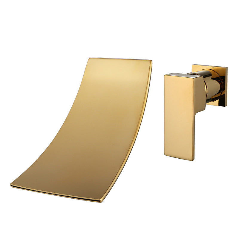 Wall Mounted Faucet Glam Style Bathroom Faucet with One Lever Handle Dark Gold Clearhalo 'Bathroom Remodel & Bathroom Fixtures' 'Bathroom Sink Faucets' 'Bathroom Sinks & Faucet Components' 'bathroom_sink_faucets' 'Home Improvement' 'home_improvement' 'home_improvement_bathroom_sink_faucets' 6578046