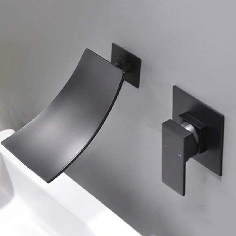Wall Mounted Faucet Glam Style Bathroom Faucet with One Lever Handle Clearhalo 'Bathroom Remodel & Bathroom Fixtures' 'Bathroom Sink Faucets' 'Bathroom Sinks & Faucet Components' 'bathroom_sink_faucets' 'Home Improvement' 'home_improvement' 'home_improvement_bathroom_sink_faucets' 6578050