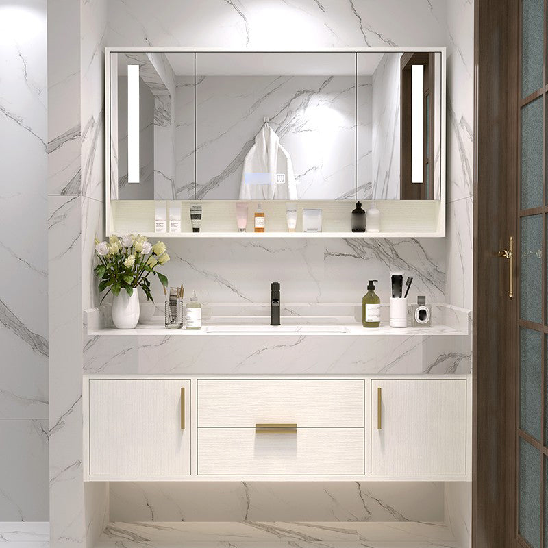 Bathroom Vanity Set Single-Sink Wall-Mounted Mirror Included Drawers Bathroom Vanity Clearhalo 'Bathroom Remodel & Bathroom Fixtures' 'Bathroom Vanities' 'bathroom_vanities' 'Home Improvement' 'home_improvement' 'home_improvement_bathroom_vanities' 6578086