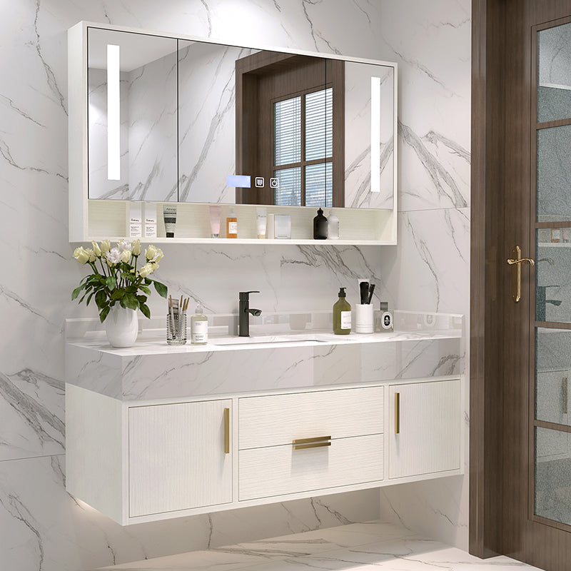Bathroom Vanity Set Single-Sink Wall-Mounted Mirror Included Drawers Bathroom Vanity Clearhalo 'Bathroom Remodel & Bathroom Fixtures' 'Bathroom Vanities' 'bathroom_vanities' 'Home Improvement' 'home_improvement' 'home_improvement_bathroom_vanities' 6578089