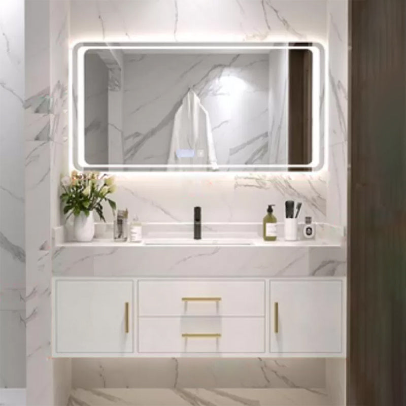 Bathroom Vanity Set Single-Sink Wall-Mounted Mirror Included Drawers Bathroom Vanity Vanity & Faucet & Mirrors Smart Control Included Clearhalo 'Bathroom Remodel & Bathroom Fixtures' 'Bathroom Vanities' 'bathroom_vanities' 'Home Improvement' 'home_improvement' 'home_improvement_bathroom_vanities' 6578092