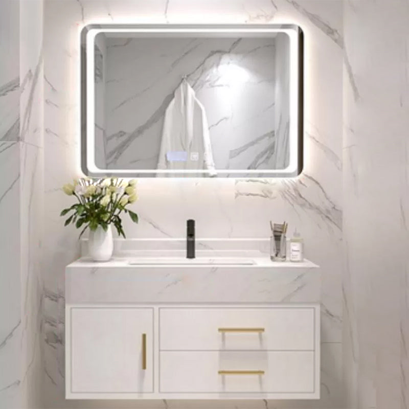 Bathroom Vanity Set Single-Sink Wall-Mounted Mirror Included Drawers Bathroom Vanity Vanity & Faucet & Mirrors Smart Control Included Clearhalo 'Bathroom Remodel & Bathroom Fixtures' 'Bathroom Vanities' 'bathroom_vanities' 'Home Improvement' 'home_improvement' 'home_improvement_bathroom_vanities' 6578099