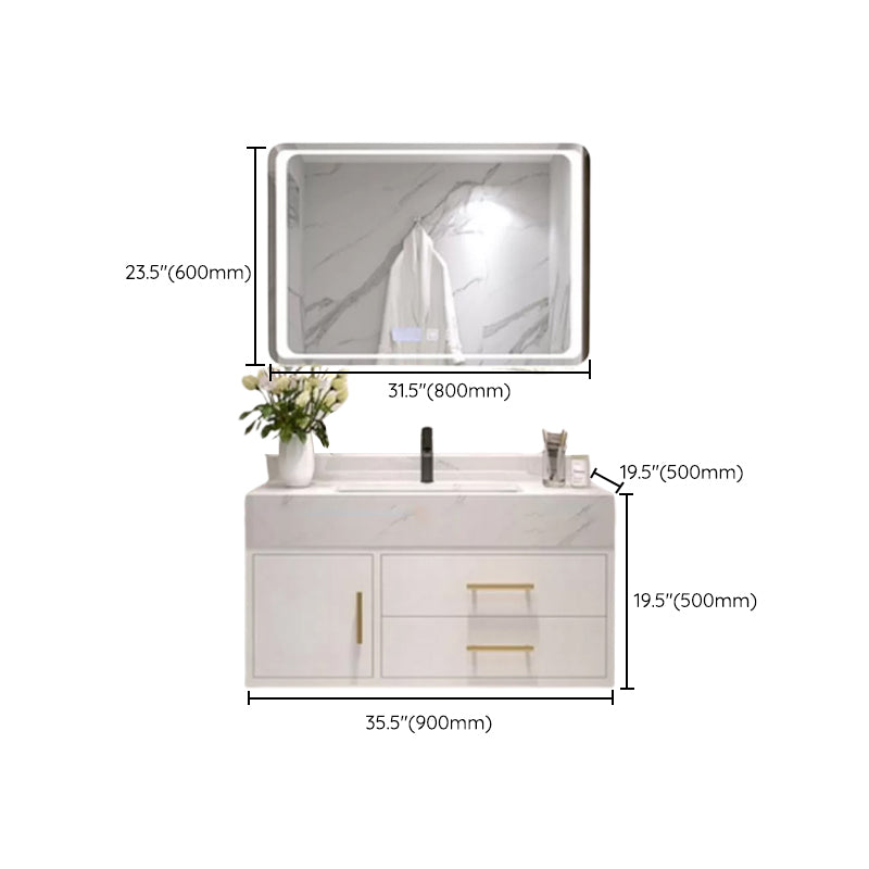 Bathroom Vanity Set Single-Sink Wall-Mounted Mirror Included Drawers Bathroom Vanity Clearhalo 'Bathroom Remodel & Bathroom Fixtures' 'Bathroom Vanities' 'bathroom_vanities' 'Home Improvement' 'home_improvement' 'home_improvement_bathroom_vanities' 6578103