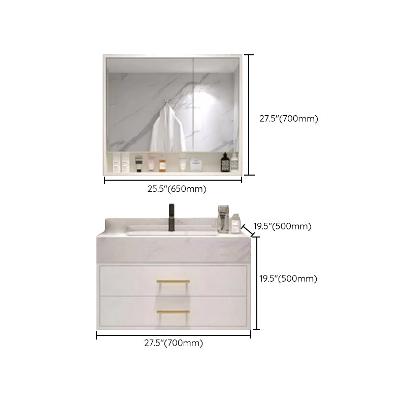 Bathroom Vanity Set Single-Sink Wall-Mounted Mirror Included Drawers Bathroom Vanity Clearhalo 'Bathroom Remodel & Bathroom Fixtures' 'Bathroom Vanities' 'bathroom_vanities' 'Home Improvement' 'home_improvement' 'home_improvement_bathroom_vanities' 6578107