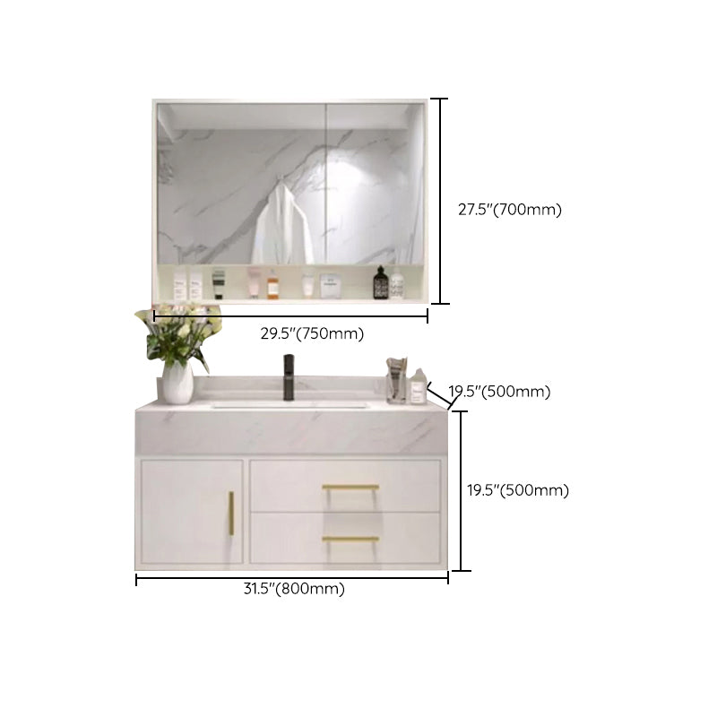 Bathroom Vanity Set Single-Sink Wall-Mounted Mirror Included Drawers Bathroom Vanity Clearhalo 'Bathroom Remodel & Bathroom Fixtures' 'Bathroom Vanities' 'bathroom_vanities' 'Home Improvement' 'home_improvement' 'home_improvement_bathroom_vanities' 6578108