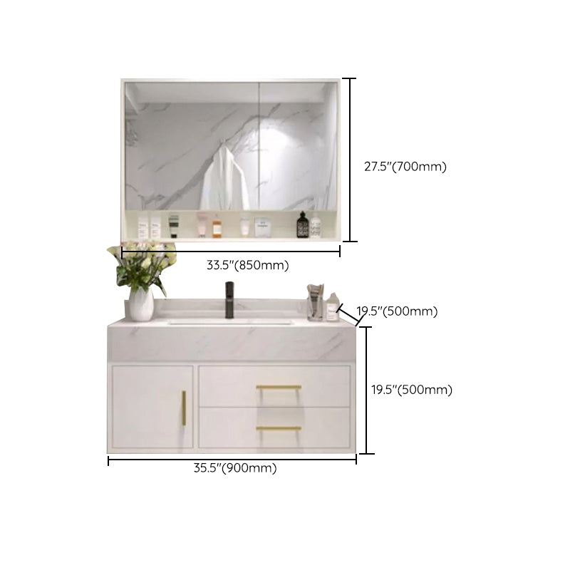 Bathroom Vanity Set Single-Sink Wall-Mounted Mirror Included Drawers Bathroom Vanity Clearhalo 'Bathroom Remodel & Bathroom Fixtures' 'Bathroom Vanities' 'bathroom_vanities' 'Home Improvement' 'home_improvement' 'home_improvement_bathroom_vanities' 6578109