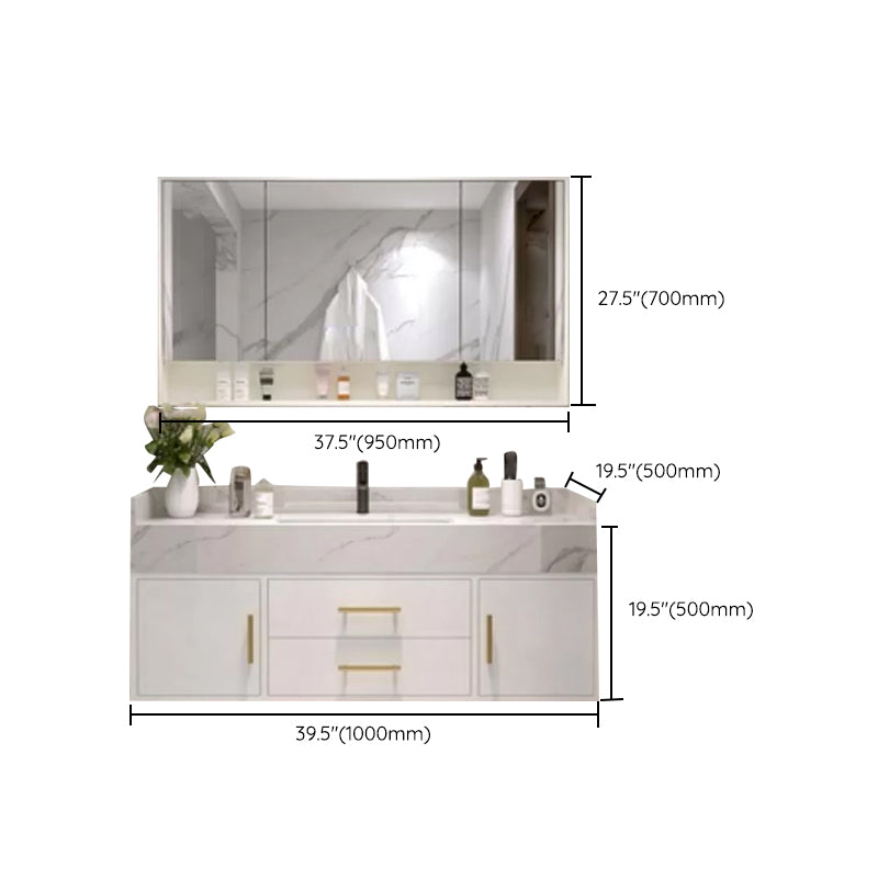 Bathroom Vanity Set Single-Sink Wall-Mounted Mirror Included Drawers Bathroom Vanity Clearhalo 'Bathroom Remodel & Bathroom Fixtures' 'Bathroom Vanities' 'bathroom_vanities' 'Home Improvement' 'home_improvement' 'home_improvement_bathroom_vanities' 6578110