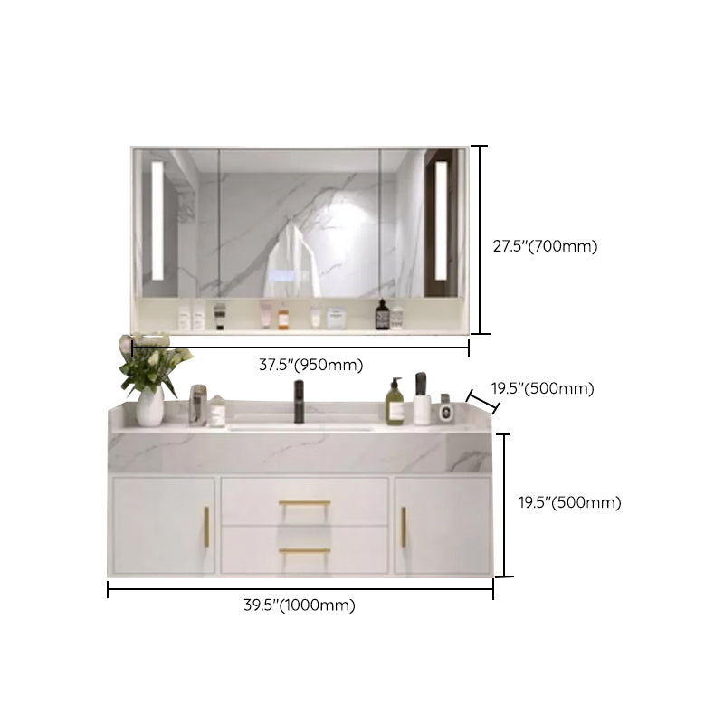 Bathroom Vanity Set Single-Sink Wall-Mounted Mirror Included Drawers Bathroom Vanity Clearhalo 'Bathroom Remodel & Bathroom Fixtures' 'Bathroom Vanities' 'bathroom_vanities' 'Home Improvement' 'home_improvement' 'home_improvement_bathroom_vanities' 6578116
