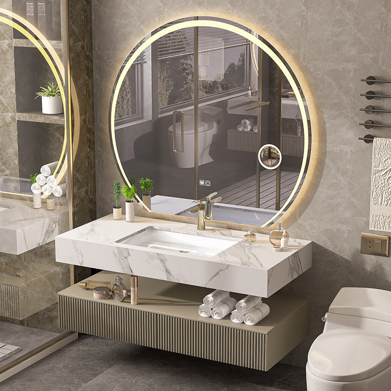 Bathroom Vanity Set Round LED Mirror Rectangular Sink Sink Vanity Clearhalo 'Bathroom Remodel & Bathroom Fixtures' 'Bathroom Vanities' 'bathroom_vanities' 'Home Improvement' 'home_improvement' 'home_improvement_bathroom_vanities' 6578119