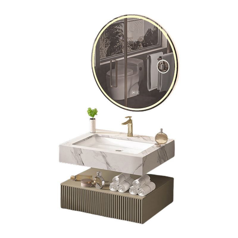 Bathroom Vanity Set Round LED Mirror Rectangular Sink Sink Vanity Clearhalo 'Bathroom Remodel & Bathroom Fixtures' 'Bathroom Vanities' 'bathroom_vanities' 'Home Improvement' 'home_improvement' 'home_improvement_bathroom_vanities' 6578128