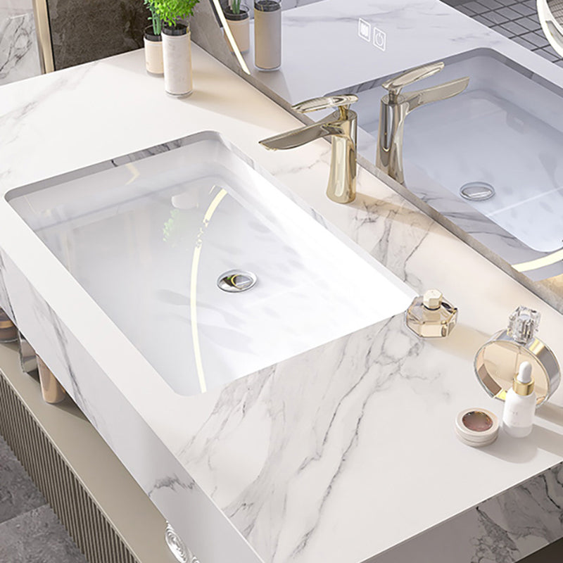 Bathroom Vanity Set Round LED Mirror Rectangular Sink Sink Vanity Clearhalo 'Bathroom Remodel & Bathroom Fixtures' 'Bathroom Vanities' 'bathroom_vanities' 'Home Improvement' 'home_improvement' 'home_improvement_bathroom_vanities' 6578133