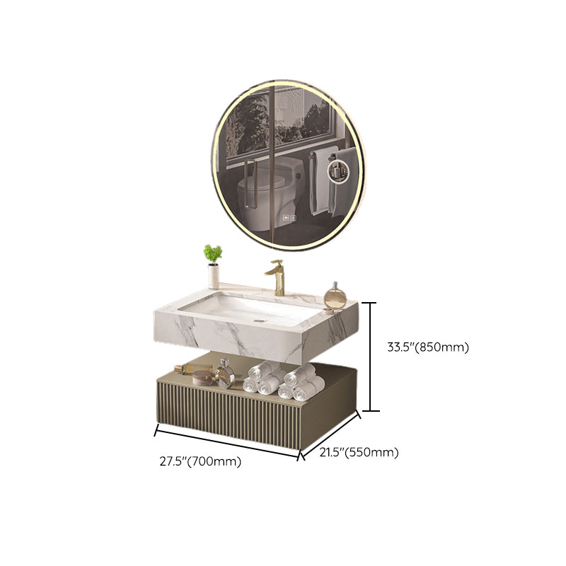 Bathroom Vanity Set Round LED Mirror Rectangular Sink Sink Vanity Clearhalo 'Bathroom Remodel & Bathroom Fixtures' 'Bathroom Vanities' 'bathroom_vanities' 'Home Improvement' 'home_improvement' 'home_improvement_bathroom_vanities' 6578140