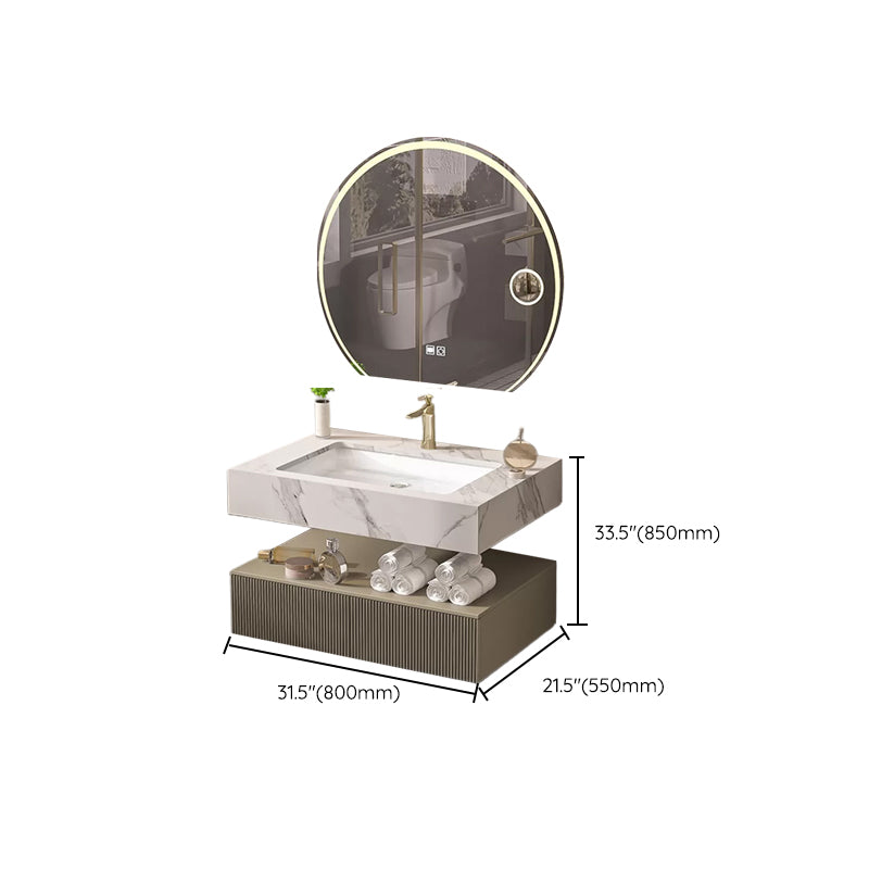 Bathroom Vanity Set Round LED Mirror Rectangular Sink Sink Vanity Clearhalo 'Bathroom Remodel & Bathroom Fixtures' 'Bathroom Vanities' 'bathroom_vanities' 'Home Improvement' 'home_improvement' 'home_improvement_bathroom_vanities' 6578141