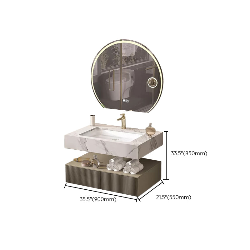 Bathroom Vanity Set Round LED Mirror Rectangular Sink Sink Vanity Clearhalo 'Bathroom Remodel & Bathroom Fixtures' 'Bathroom Vanities' 'bathroom_vanities' 'Home Improvement' 'home_improvement' 'home_improvement_bathroom_vanities' 6578142