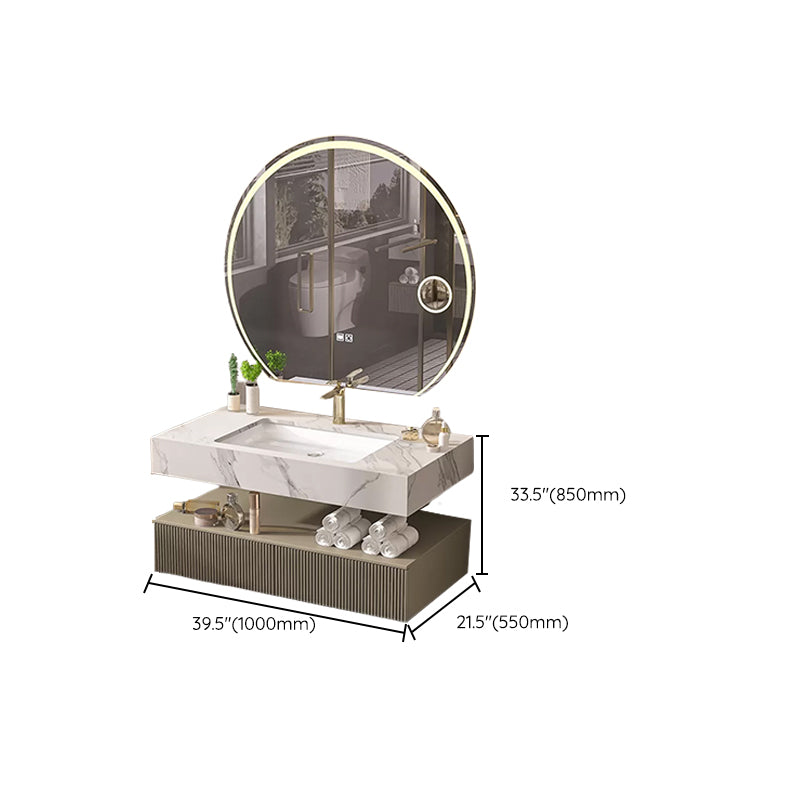 Bathroom Vanity Set Round LED Mirror Rectangular Sink Sink Vanity Clearhalo 'Bathroom Remodel & Bathroom Fixtures' 'Bathroom Vanities' 'bathroom_vanities' 'Home Improvement' 'home_improvement' 'home_improvement_bathroom_vanities' 6578143