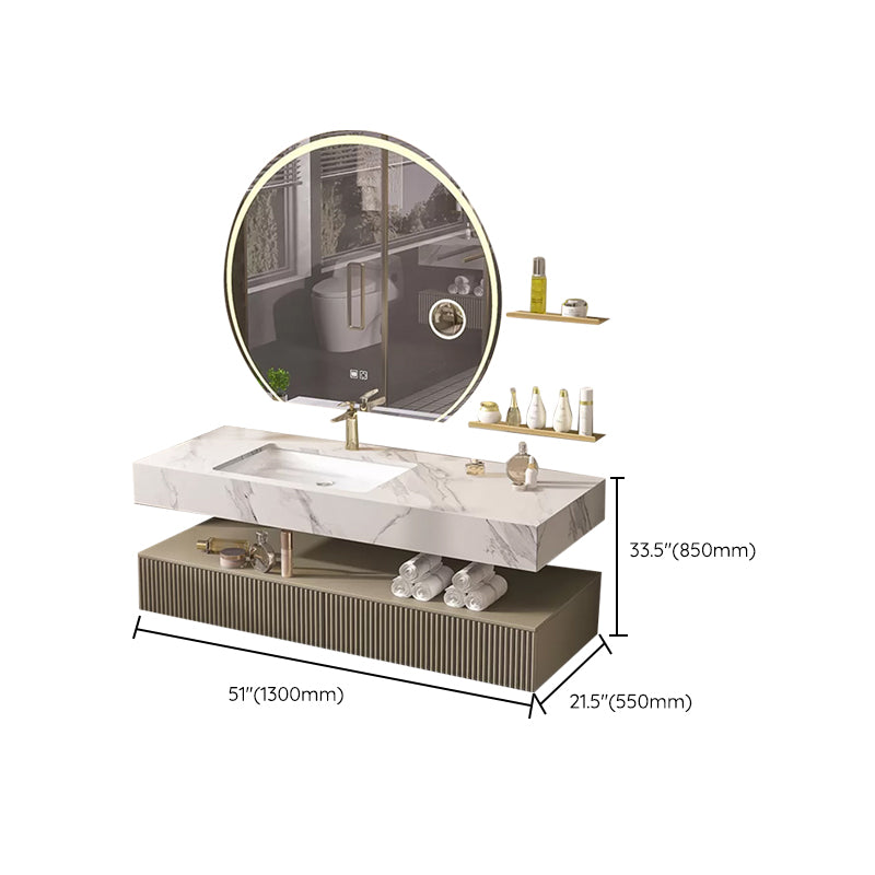 Bathroom Vanity Set Round LED Mirror Rectangular Sink Sink Vanity Clearhalo 'Bathroom Remodel & Bathroom Fixtures' 'Bathroom Vanities' 'bathroom_vanities' 'Home Improvement' 'home_improvement' 'home_improvement_bathroom_vanities' 6578146
