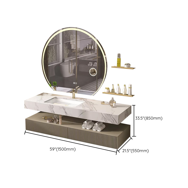 Bathroom Vanity Set Round LED Mirror Rectangular Sink Sink Vanity Clearhalo 'Bathroom Remodel & Bathroom Fixtures' 'Bathroom Vanities' 'bathroom_vanities' 'Home Improvement' 'home_improvement' 'home_improvement_bathroom_vanities' 6578148