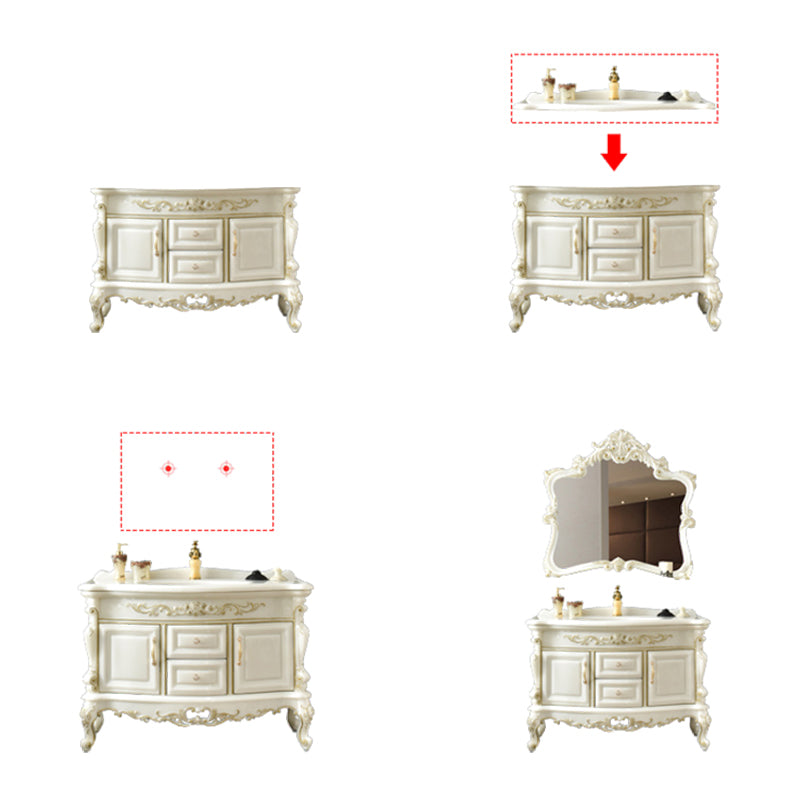 Luxury Bathroom Vanity Set Single Sink Drawers 2 Doors Bathroom Vanity with Mirror Clearhalo 'Bathroom Remodel & Bathroom Fixtures' 'Bathroom Vanities' 'bathroom_vanities' 'Home Improvement' 'home_improvement' 'home_improvement_bathroom_vanities' 6578162