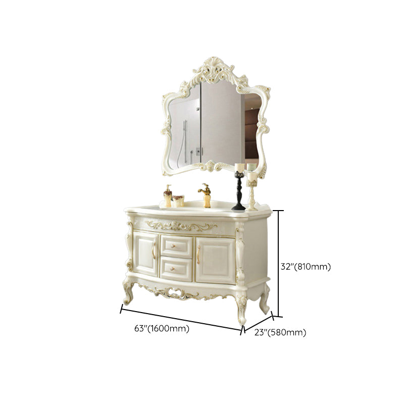 Luxury Bathroom Vanity Set Single Sink Drawers 2 Doors Bathroom Vanity with Mirror Clearhalo 'Bathroom Remodel & Bathroom Fixtures' 'Bathroom Vanities' 'bathroom_vanities' 'Home Improvement' 'home_improvement' 'home_improvement_bathroom_vanities' 6578173