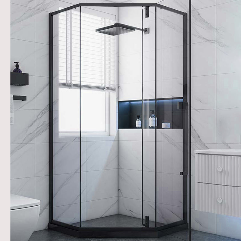 Shower Enclosure Semi-Frameless Single Sliding Neo-Angle Shower Stall Clearhalo 'Bathroom Remodel & Bathroom Fixtures' 'Home Improvement' 'home_improvement' 'home_improvement_shower_stalls_enclosures' 'Shower Stalls & Enclosures' 'shower_stalls_enclosures' 'Showers & Bathtubs' 6578238