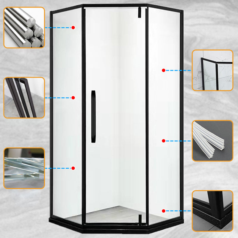 Shower Enclosure Semi-Frameless Single Sliding Neo-Angle Shower Stall Clearhalo 'Bathroom Remodel & Bathroom Fixtures' 'Home Improvement' 'home_improvement' 'home_improvement_shower_stalls_enclosures' 'Shower Stalls & Enclosures' 'shower_stalls_enclosures' 'Showers & Bathtubs' 6578240