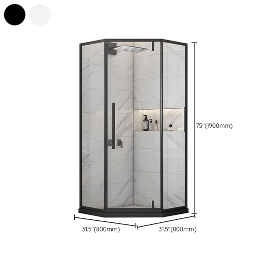 Shower Enclosure Semi-Frameless Single Sliding Neo-Angle Shower Stall Clearhalo 'Bathroom Remodel & Bathroom Fixtures' 'Home Improvement' 'home_improvement' 'home_improvement_shower_stalls_enclosures' 'Shower Stalls & Enclosures' 'shower_stalls_enclosures' 'Showers & Bathtubs' 6578253