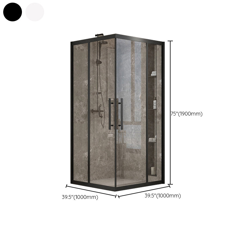 Shower Enclosure Semi-Frameless Single Sliding Square Black Shower Stall Clearhalo 'Bathroom Remodel & Bathroom Fixtures' 'Home Improvement' 'home_improvement' 'home_improvement_shower_stalls_enclosures' 'Shower Stalls & Enclosures' 'shower_stalls_enclosures' 'Showers & Bathtubs' 6578268