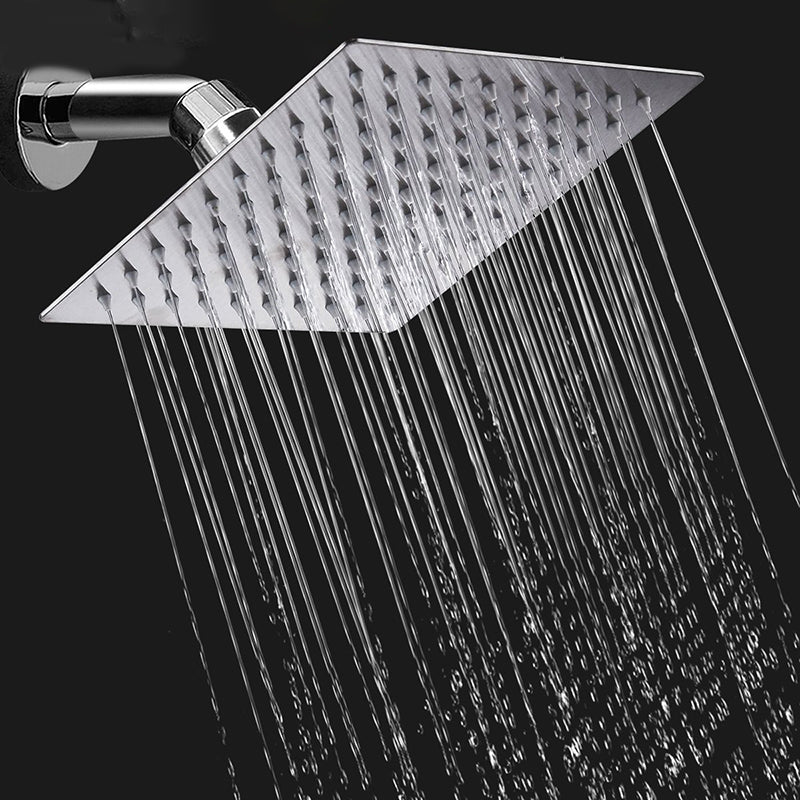 Contemporary Shower Combo Fixed Shower Head Stainless Steel Wall-Mount Square Shower Head Clearhalo 'Bathroom Remodel & Bathroom Fixtures' 'Home Improvement' 'home_improvement' 'home_improvement_shower_heads' 'Shower Heads' 'shower_heads' 'Showers & Bathtubs Plumbing' 'Showers & Bathtubs' 6578285